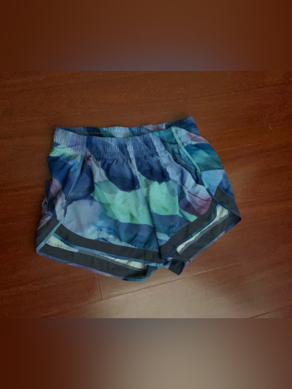 Athleta Teal, Navy & Purple Abstract Print Athletic Shorts